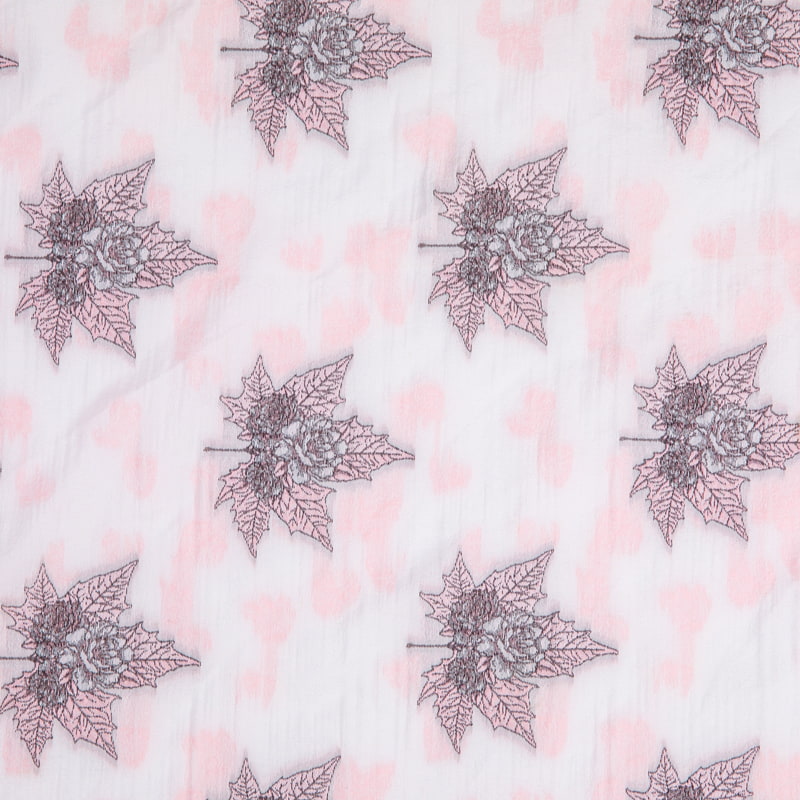 XY8742 New acetate jacquard woven fabric maple leaf and rose pattern fabric textile clothing