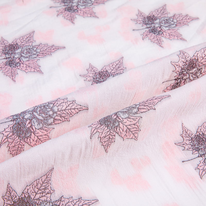 XY8742 New acetate jacquard woven fabric maple leaf and rose pattern fabric textile clothing