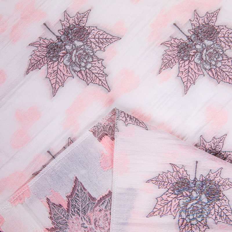 XY8742 New acetate jacquard woven fabric maple leaf and rose pattern fabric textile clothing